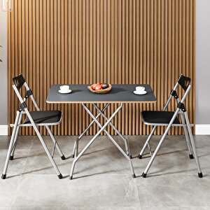 50x80 Füme Katlanır Masa Ve 2 Adet Sandalye Seti 1133