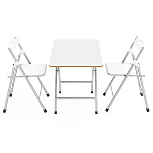 50x80 Beyaz Katlanır Masa Ve 2 Adet Sandalye Seti 1130