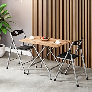 50x80 Atlantik Çam Katlanır Masa Ve 2 Adet Sandalye Seti 1127