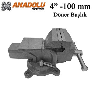Anadolu Strong Büyük Boy 100mm 4" 360" Dönerli Taban Dövme Çelik Sabit Tezgah Masa Mengenesi