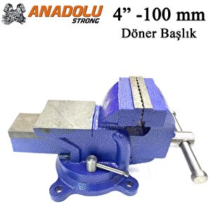 Anadolu Strong Büyük Boy 100mm 4" 360" Dönerli Taban Dövme Çelik Sabit Tezgah Masa Mengenesi