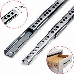 17mm Teleskopik İnce Çekmece Rayı 31cm - 2 Parça Set