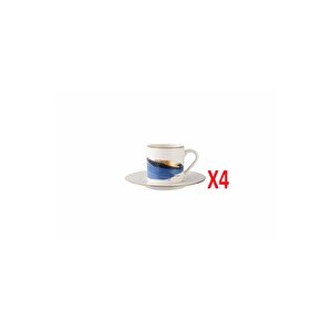 Porland Dash Desen Tabaklı Kahve Fincanı 90cc 4 Lü 04alm008280