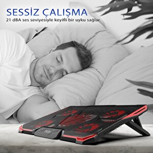 Inc-611gms Laptop Soğutucu Stand 5 Adet Fanlı Ledli, Sessiz ve Güçlü Notebook Soğutucu 14''- 17'' Inç Uyumlu