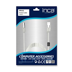 Inca Ipr-02 Usb 2.0 Prınter Kablosu+askılı(3mt) 3 Metre - Usb 2.0 (metal) 19871904202004806