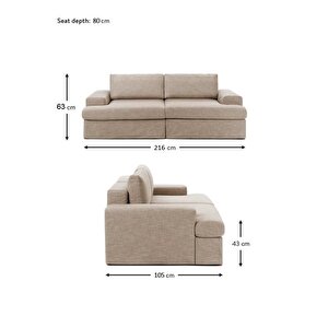 Mode Siesta Pro Kuş Tüyü Kanepe 2 Modül 11 Kahverengi Keten Kumaş Işbir Sünger(Dairenize Teslim)