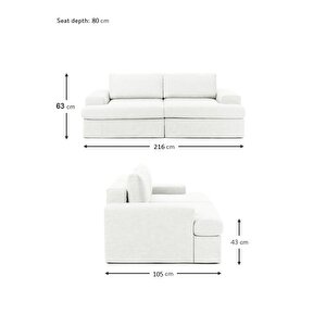 Mode Siesta Pro Kuş Tüyü Kanepe 2 Modül 01 Kırık Beyaz Keten Kumaş Işbir Sünger(Dairenize Teslim)