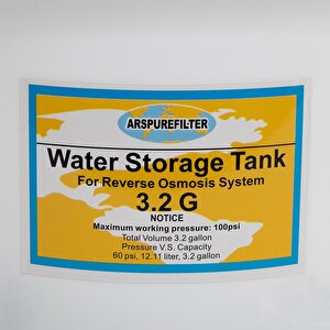 Su Arıtma Cihazı Tankı - Vana Dahil-antibakteriyel-3,2 Galon -12 Litre