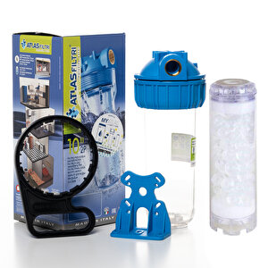 Atlas 3/4"10" İnç Tekli Filtre Kabı+silifoz Kireç Önleyici Filtre