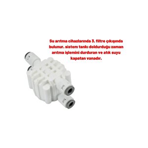 Su Arıtma Cihazı Shutoff Valve 4 Yollu Vana + Atık Kısıcı Flowlimit 300 Set
