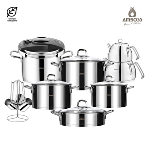 Diamond 18 Parça Paslanmaz Çelik Tencere Çeyiz Seti ( Gümüş )