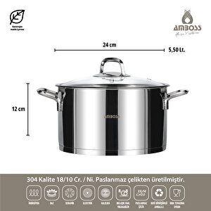 Diamond 18 Parça Paslanmaz Çelik Tencere Çeyiz Seti ( Gümüş )