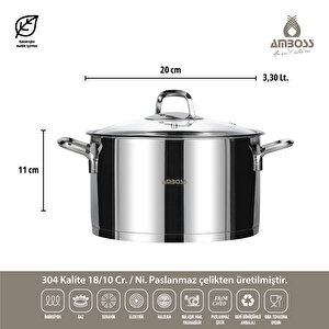 Diamond 18 Parça Paslanmaz Çelik Tencere Çeyiz Seti ( Gümüş )