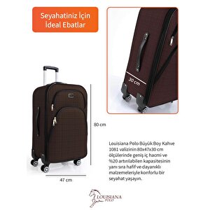 Büyük Boy 4 Teker Kumaş Valiz Kahve 1081
