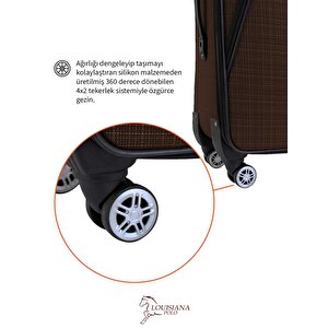 Büyük Boy 4 Teker Kumaş Valiz Kahve 1081