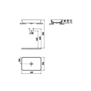 Ul060 60 Cm Basalt Mat Ultra Lavabo Dikdörtgen Çanak Tipi