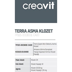Creavit Tp325 Terra Asma Klozet Çiçek Altın Dekorlu Asma Klozet + Duck Yavaş Kapanır Kapak