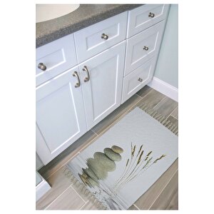Zethome Stone And Reed Banyo Paspas Ve Tek Kanat Duş Perdesi 1x120x200 Set