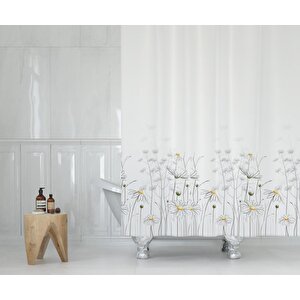 Banyo Perdesi 2x120x200 Çift Kanat Duş Perdesi Halka Hediyeli Duşakabin Perdesi 8441