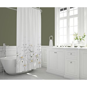 Banyo Perdesi 2x120x200 Çift Kanat Duş Perdesi Halka Hediyeli Duşakabin Perdesi 8441