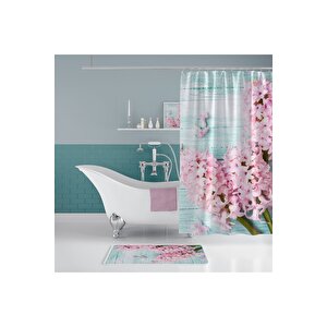 Lilac Banyo Paspas Ve Tek Kanat Duş Perdesi 1x120x200 Set