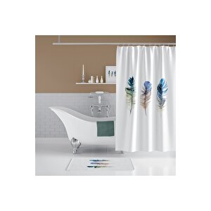 Plume Banyo Paspas Ve Tek Kanat Duş Perdesi 1x180x200 Banyo Perdesi Paspas Seti