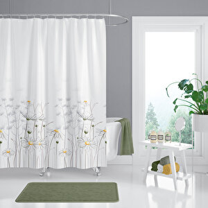 Banyo Duş Perdesi 8441 120x200 Perde Borusu Askı Aparatı 90x130 Hediyeli