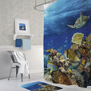 Zethome Tropik Aquarium Banyo Duş Perdesi Tek Kanat 1x180x200