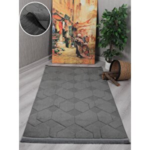 Modern Dekoratif Dokuma Salon Oturma Odası Çocuk Odası Mutfak Halısı Antre Yolluk Lara Antrasit 120x180 cm