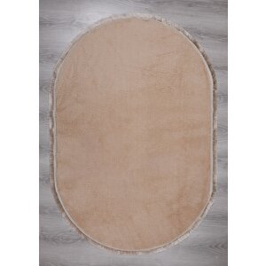 Modern Dekoratif Oval Spor Saçaklı Puffy Peluş Halı Yolluk 120x180 cm