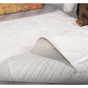 Modern Dekoratif Dokuma Salon Oturma Odası Çocuk Odası Mutfak Halısı Antre Yolluk Lara Krem 100x300 cm