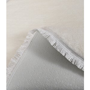 Modern Dekoratif Oval Spor Saçaklı Puffy Peluş Halı Yolluk 80x100 cm
