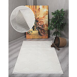 Modern Dekoratif Dokuma Salon Oturma Odası Çocuk Odası Mutfak Halısı Antre Yolluk Lara Krem 200x290 cm