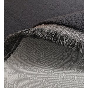 Modern Dekoratif Oval Spor Saçaklı Puffy Peluş Halı Yolluk 150x150 cm