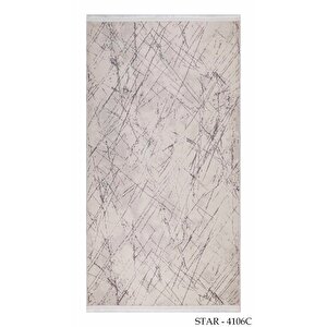 Modern Dekoratif Star Seri Krem Gri Dokuma Halı 80x300 cm