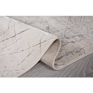 Modern Dekoratif Star Seri Krem Gri Dokuma Halı 80x300 cm