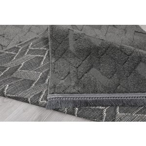 Modern Dekoratif Lara Antrasit Dokuma Halı 9401d 100x300 cm