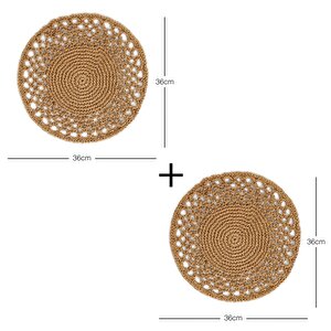 Ocean Home Textile 2'li Bej Renk Rafya Amerikan Servis Ø 36 Cm