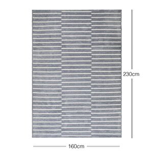 Ocean Home Textile Gri Renk Çizgi Desenli Şönil Halı Kilim 160 X 230 Cm