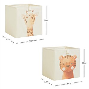 Ocean Home Textile 2'li Çocuk Odası Sevimli Hayvanlar Kutu Set 33 X 30 X 33 Cm