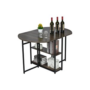 Nona Siyah Metal Kahverengi Katlanır Yemek Masası