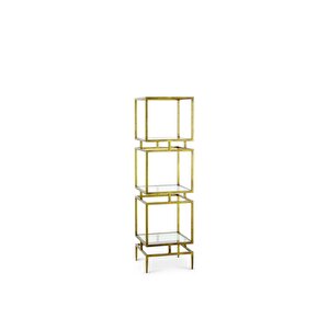 Olope Gold Metal 3 Raflı Kitaplık Çiçeklik Gümüşlük Duvar Rafı 154 cm