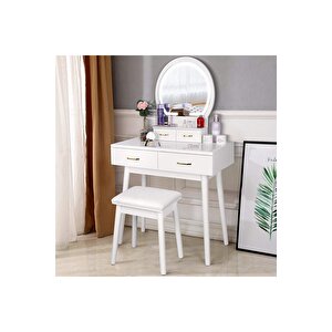 Jaylee Beyaz Makyaj Masası & Ayna & Tabure Beyaz