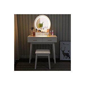 Jaylee Beyaz Makyaj Masası & Ayna & Tabure