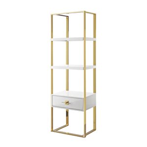 Rihanna Gold Metal Beyaz Kitaplık & Raf