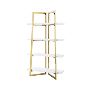 Nysa Gold Metal Beyaz Çalışma Masası Kitaplık
