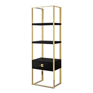 Rihanna Gold Metal Siyah Kitaplık & Raf