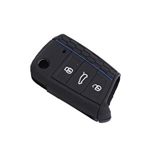 Silikon Anahtar Kabı- Volkswagen/golf7 Siyah-mavi Çizgili / Sypd53-1