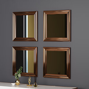 4'lü Bronz Çerçeveli Dekoratif Salon Dresuar Aynası