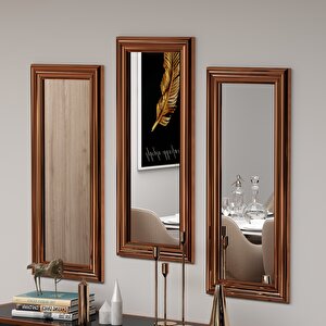 Lavia 3'lü Dekoratif Bronz Çerçeveli Salon Dresuar Aynası